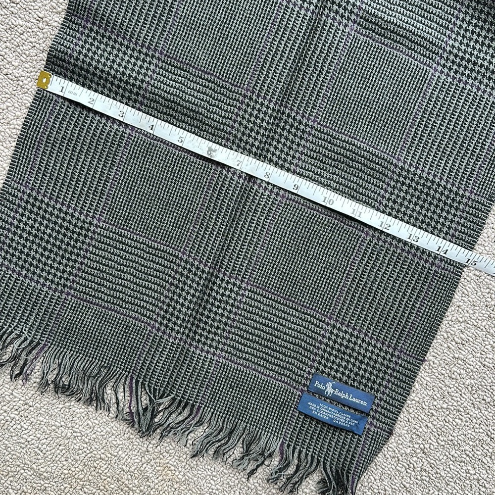 Vintage new Ralph Lauren 100% wool plaid checkered houndstooth microprint scarf - Picture 5 of 5